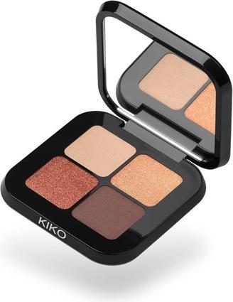 KIKO Milano Bright Quartet Eyeshadow Palette mit vier gebackenen Lidschatten für nassen und trockenen Gebrauch (03 Burgundy Variations)