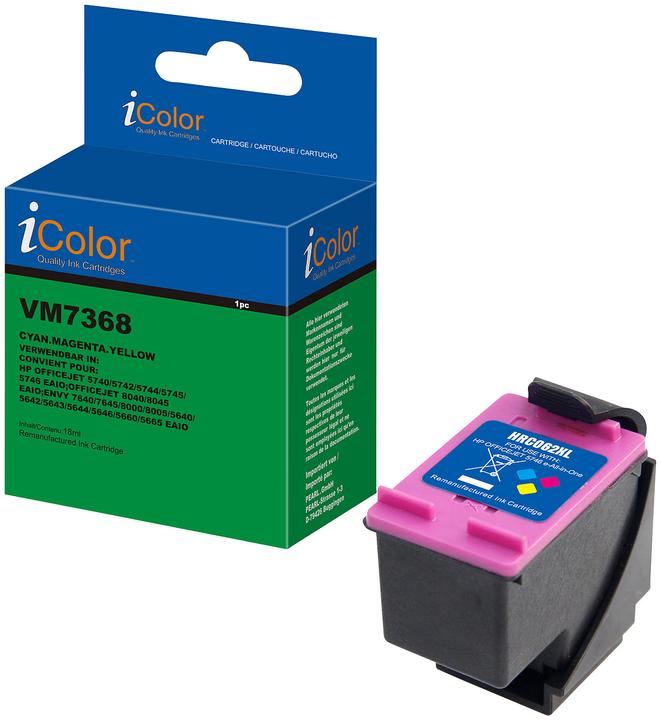 Image du produit IColor Cartouche d'encre, remplace HP C2P07AN, 62XL, cyan, magenta, jaune