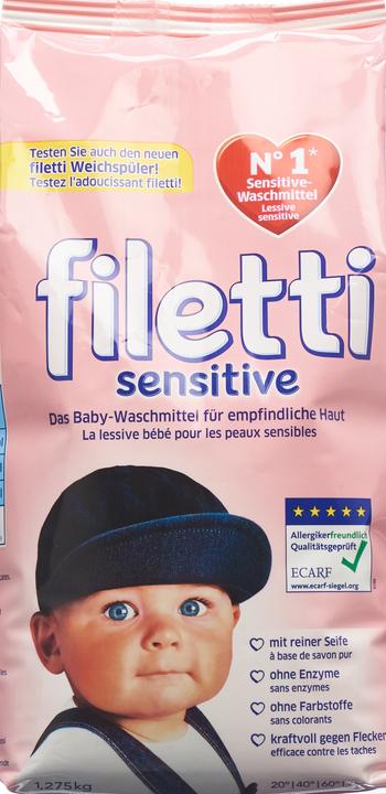 Actual product image Filetti Sensitive (20 Washing cycles, Washing powder)