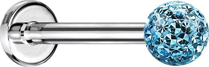 Produktbild Star Piercing Micro Labret silber mit Kristallkugel aqua und Epoxy Schutzschicht (ohne Messing, Chirurgenstahl 316L)