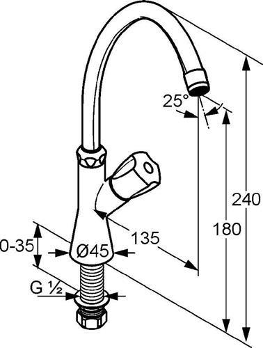 Produktbild Kludi Standventil STANDARD DN 15 Terralux Griff Metall chrom