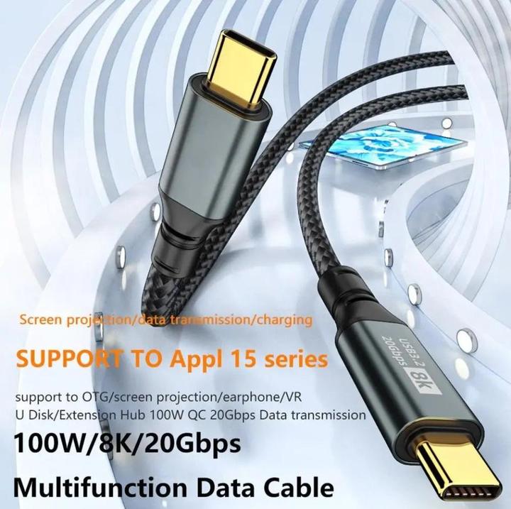 Immagine prodotto PowerGuard Cavo NylonBraid Data & Charge USB-C USB 3.2 Gen 2x2 20 Gbit/s 8K 100W 1m (USB 3.2 Gen 2x2)