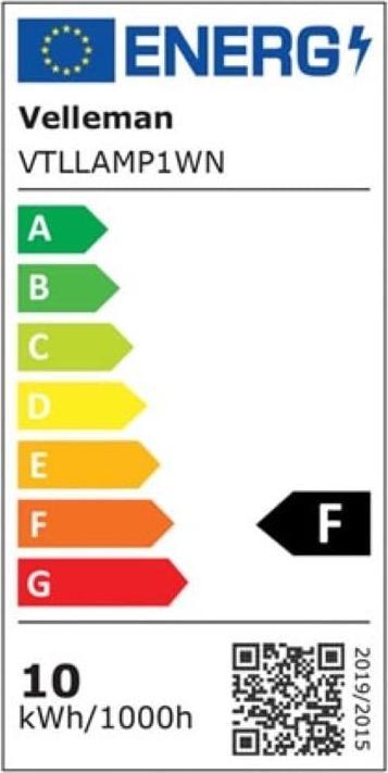 Energie-Label Velleman Lupenleuchte 5 Dioptrien - 10 W - 60 LEDS (370 lm)