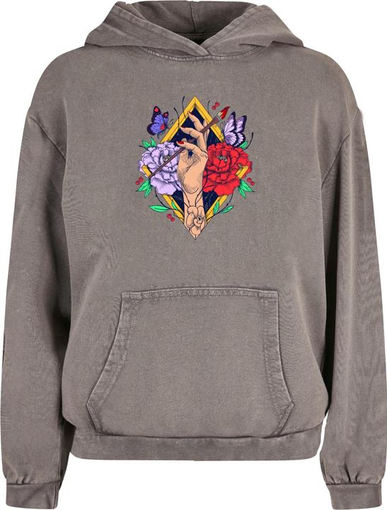 Merchcode Ladies Frida Kahlo - Artist Acid Washed Oversize Hoody - 178031 (M)