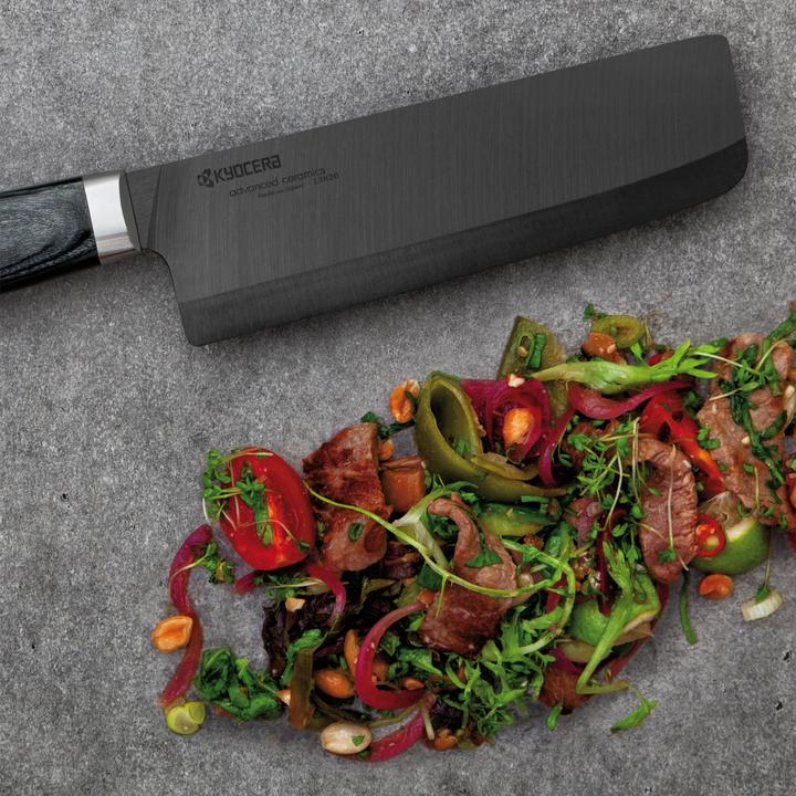 Actual product image Kyocera Japan Series Ceramic Nakiri Knife, Black, 16 cm (16 cm)