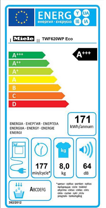 Energie-Label Miele Twf 600-20 Ch (8 kg, Links)