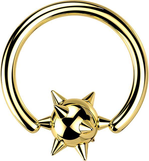 Produktbild Star Piercing Closure Ring vergoldet Kugel mit Cones (Chirurgenstahl 316L, ohne Messing)