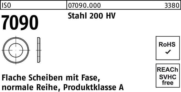 Productafbeelding Sluitring ISO 7090 w.afschuining 6 Staal 200 HV