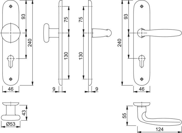 Produktbild Hoppe Verona 1510/273P Wechselgarnitur Langschild PZ F1 (Türgriff)