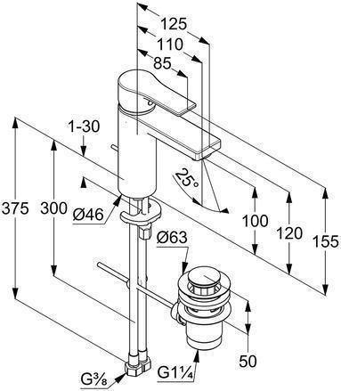 Produktbild Kludi Waschtisch-Einhandmischer ZENTA SL DN 15 chr