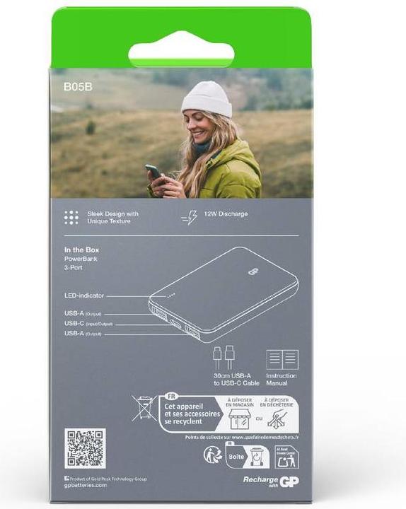 Immagine prodotto GP Batteries GP PowerBank Serie B+ 5000 mAh verde muschio (5000 mAh)
