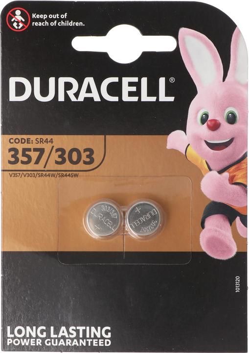 Immagine prodotto Duracell 357, 303, V357, V303, SR44, SR44SW, Uhrenbatterie D357, 2er Blister (2 pz., 190 mAh)