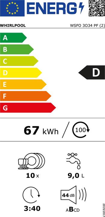 Label énergétique Whirlpool WSFO 3O34 PF
