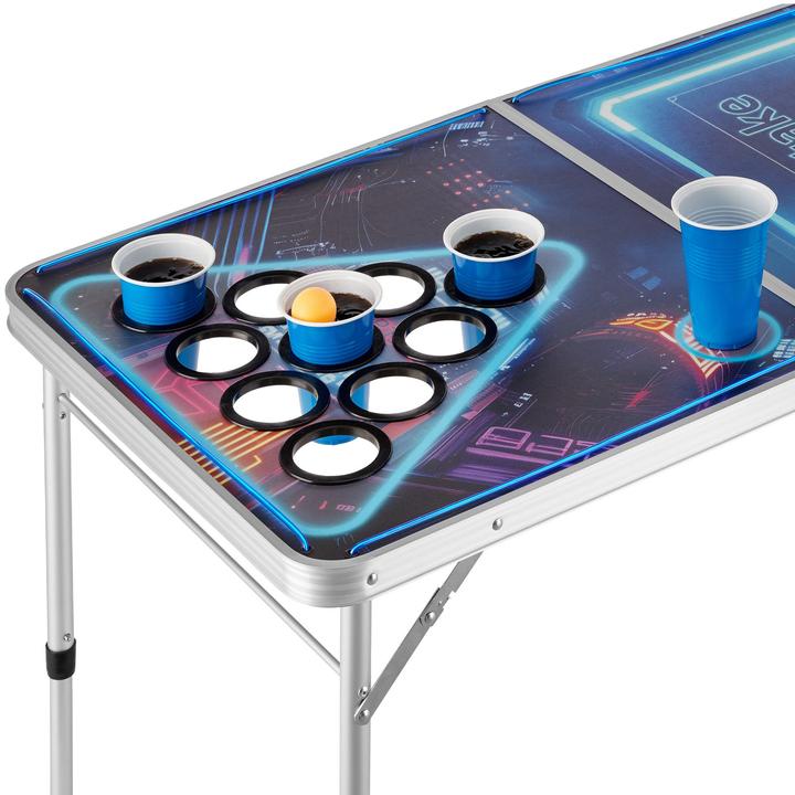 Immagine prodotto tectake Tavolo da beer pong BeerWars II, con vano per il ghiaccio e illuminazione a LED