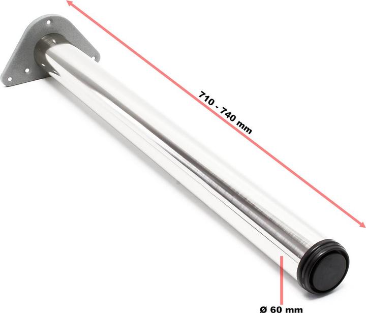 Actual product image Wiltec Stainless steel Table legs set of 4 Nickel Furniture foot adjustable Ø60mm 710mm
