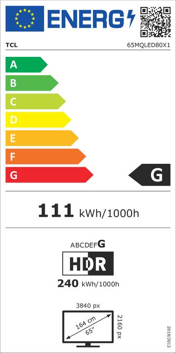 Energy Label TCL 65MQLED80 (65", LED, 4K, 2023)