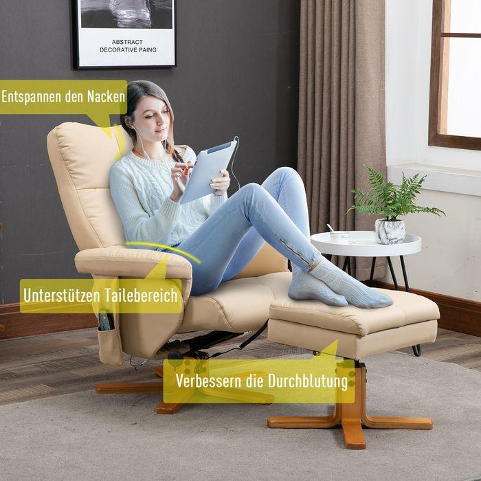 Image du produit Swisshandel24 Fauteuil de relaxation Fauteuil de massage avec repose-pieds Fauteuil TV inclinable à 145° Fauteuil