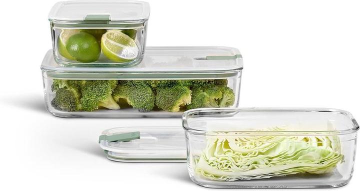 Actual product image Mepal EASY CLIP square glass food storage jar set 2.25 + 2 x 1.0 litres nordic sage (2 l)