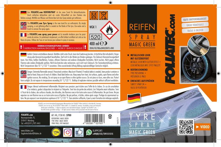 Image du produit Foliatec Spray pour pneus
