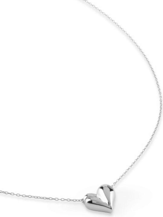 Actual product image Guess 16-18" 13MM FLUID HEART NK necklace (Sterling Silver)