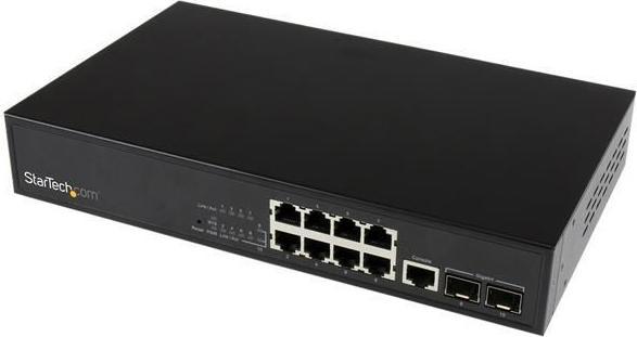 Actual product image StarTech 10 Port L2 Managed Gigabit Ethernet Switch with 2 Open SFP Slots - Rack Mountable Network S... (8 Ports)