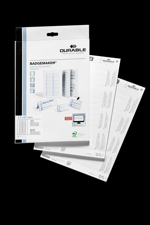 Produktbild Durable 600 Einsteckschilder für Namensschilder Badgemaker