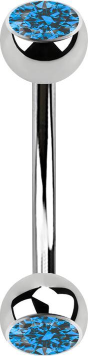 Actual product image Star Piercing Banana silver with two balls crystal light blue (Surgical steel 316L)