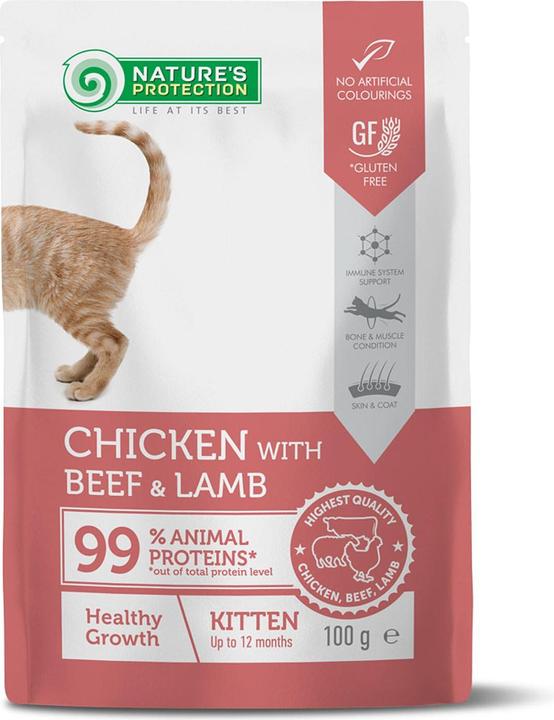 Produktbild Nature Beutel für Kätzchen, Huhn mit Rind und Lamm, 100 g (Junior, 22 Stk., 100 g)