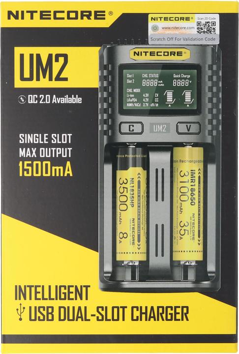 Image du produit Nitecore Chargeur USB UM2 (1 pcs, 14500, 16340, 18650, 26650, Chargeurs sans batterie)