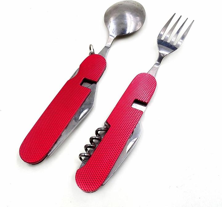 Actual product image König Design 4 in 1Camping Cutlery Set Foldable Travel Cutlery Outdoor Bundeswehr Field Cutlery