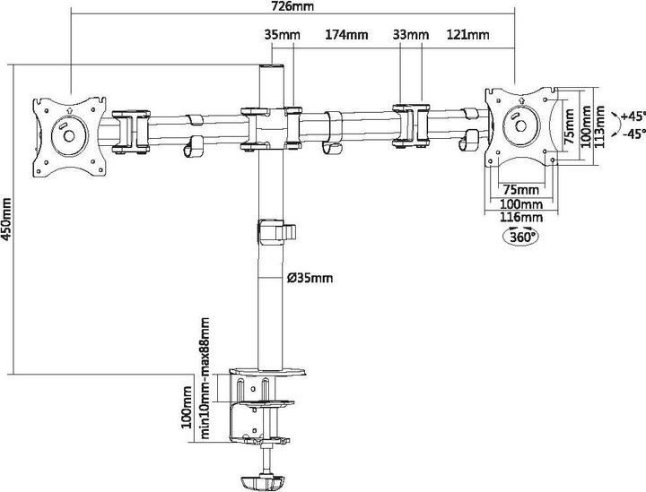 Actual product image equip Life - Mounting kit (table mounting, 2 articulated arms, mounting for unrestricted (Table, 27.01")