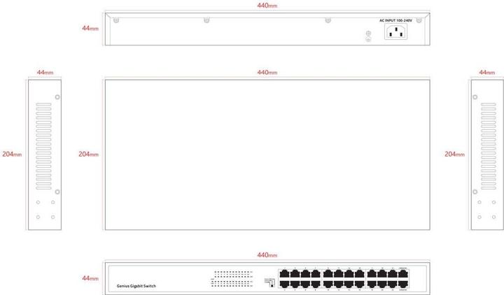 Actual product image Lanview Unmanaged 24-Port Full