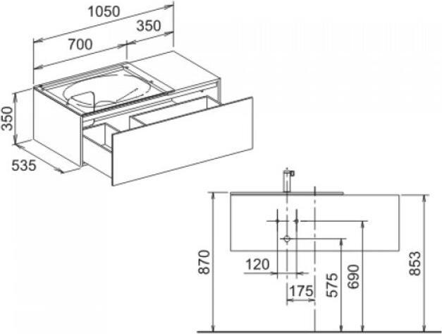 Produktbild Keuco Edition 11 Waschtischunterschrank 31154, 1 Frontauszug, mit LED-Innenbeleuchtung, 1050 x 350 x