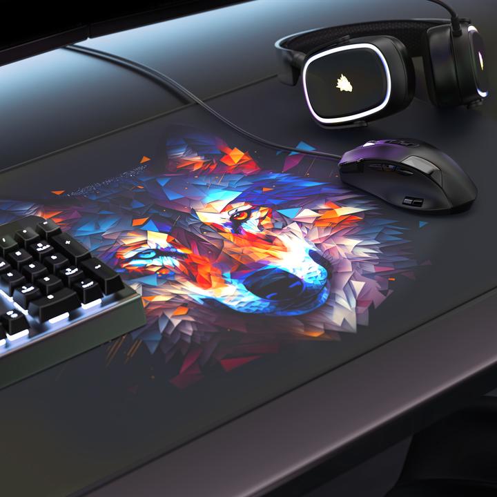 Image du produit Titanwolf Gaming Mauspad XXL, glattes Stoffgewebe, Speed Mausmatte 900 x 400 mm grosse Fläche, Polygon Wolf (XXL)