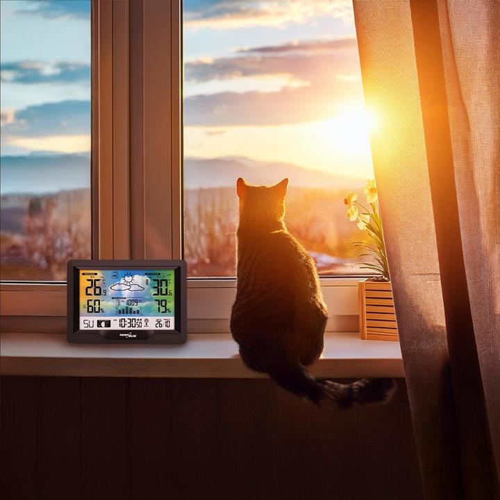 Image du produit Greenblue Station météo sans fil couleur avec DCF phases de lune baromètre calendrier alimentation GB540N