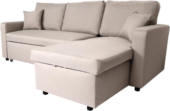 Produktbild Swisshandel24 Ecksofa mit Bettkasten HWC-L17, Couch Sofa L-Form, Liegefläche Nosagfederung  beige (Ecksofa)