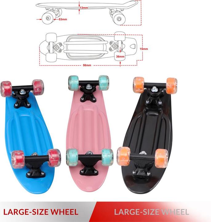 Produktbild Monzana Skateboard Mini Cruiser 57cm LED Vintage (22.44")