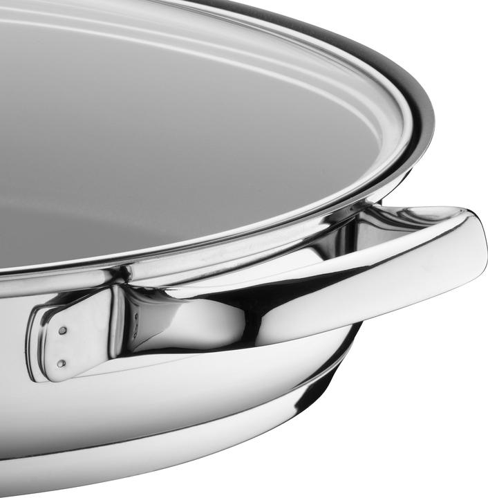 Productafbeelding WMF Vispan Ovale Smoorpan 38cm Deksel Inductie Roestvrij Staal Gecoat (26 cm, Koekenpan, Roestvrij staal)
