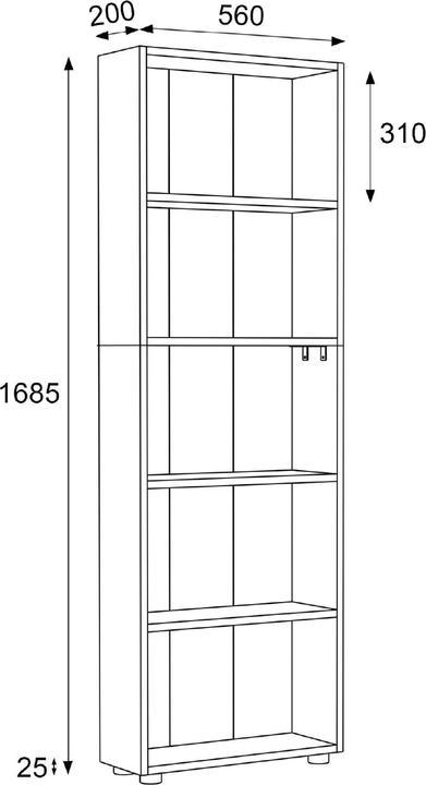 Immagine prodotto VCM Libreria con scaffale di stoccaggio in legno Scaffale decorativo per libri Scaffale Bulas 5 (56 x 20 x 169 cm)