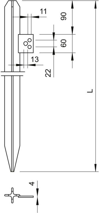 Actual product image OBO Bettermann 213 1500 DIN cross earth electrode w.connection lug 1500mm St FT 5003016