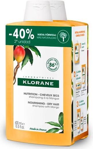 Actual product image Klorane Dry Hair Shampoo Mango 2x400ml (800 ml, Dry shampoo)