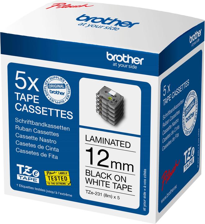 Brother TZe-231 (1.20 cm, Weiss, Schwarz)