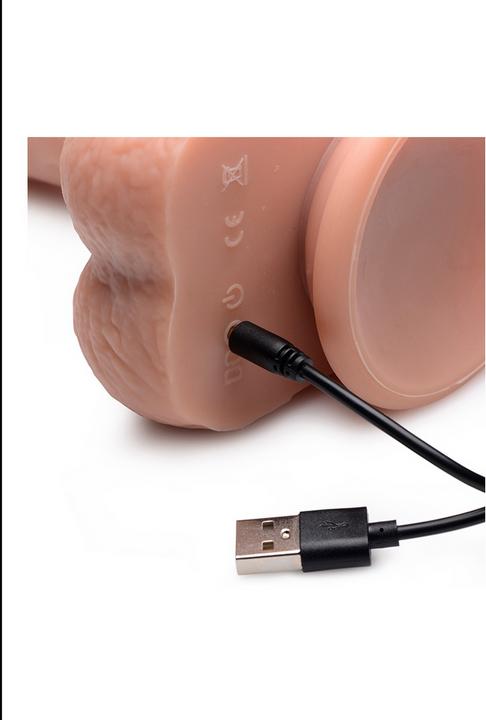 Actual product image Curve Toys Vibrating and shocking XLDildo with suction cup and testicles Beige