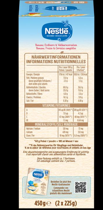 Image du produit Nestlé Bouillie lactée banane fraise & céréales complètes 8 mois pdr (515 g)