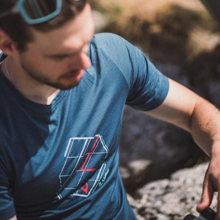 Immagine prodotto Löffler Loeffler Hemd kurzarm M Printshirt Tracking Merino Light Dark Petrol - Blau (56)