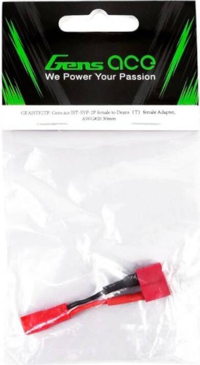 Actual product image Gens Ace JST-SYP-2P female to Deans?T?female adapter, AWG20 30mm