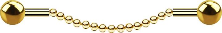 Produktbild Star Piercing Barbell vergoldet zwei Kugeln Kette (Chirurgenstahl 316L)
