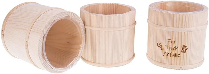 Produktbild La Mia! Tischabfall Box aus Holz mit Kunststoffeinsatz, Lasergravur: Für Tisch Abfälle