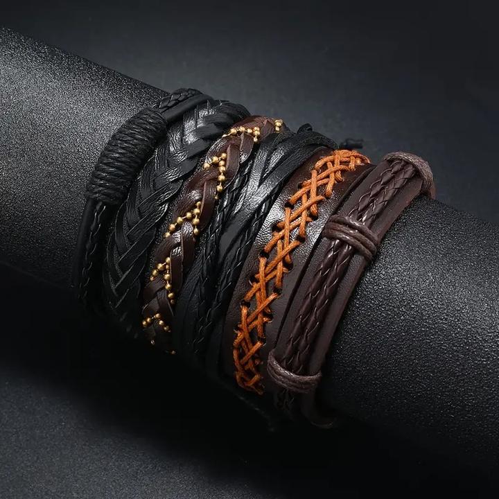 Produktbild Cbx 36 Stück Leder Armbänder Mix Styles Grösse verstellbar, handgemachte Armbänder (Kunstleder, Holz und Baumwolle)