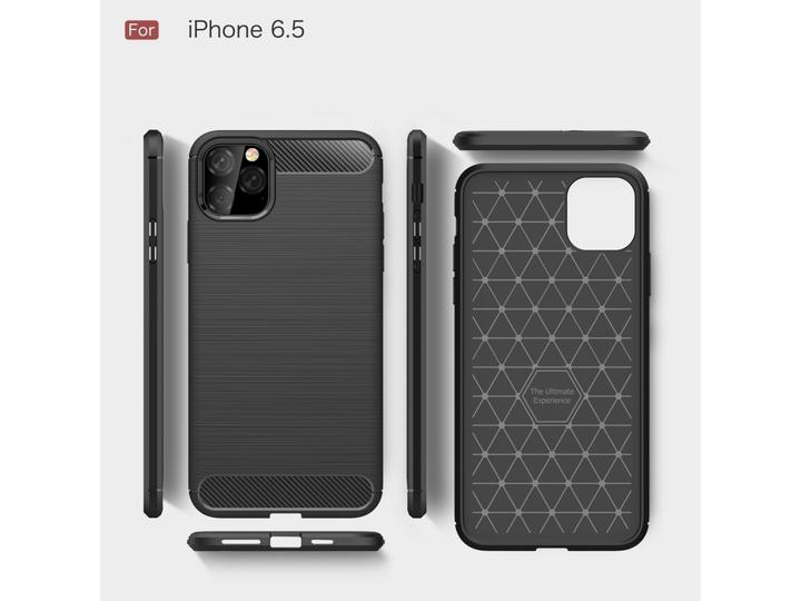 Actual product image Screenguard Apple iPhone 11 Pro Max Case Carbon Brushed Soft TPU (Apple iPhone 11 Pro Max)